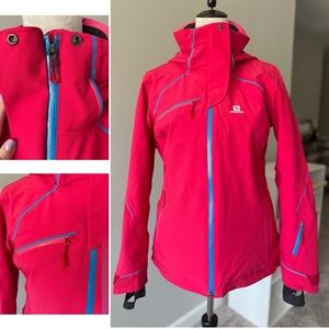 Salomon Women's Fantasy Hooded Ski Jacket in Neon Coral